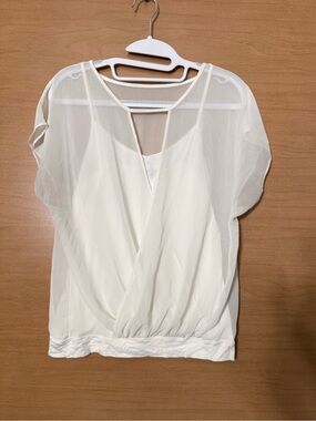Express White Sheer Wrap-Front Blouse